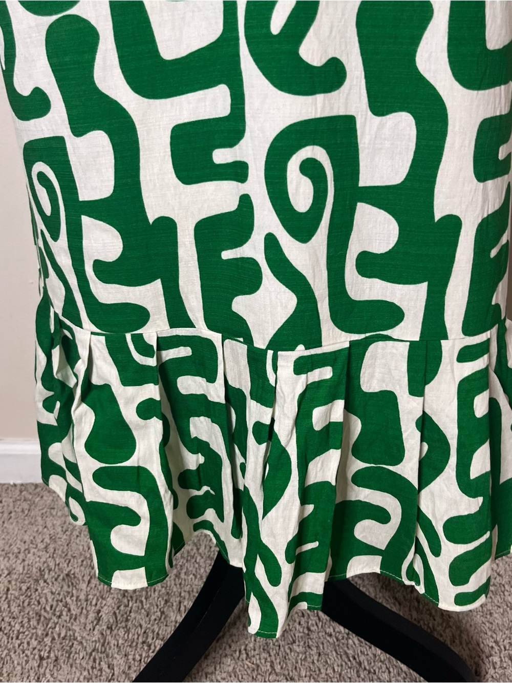 THML Women’s Green White Abstract Print Ruffle Knee Length Dress Sz M~NWT - Picture 8 of 11